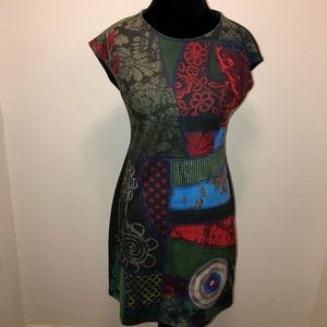 Desigual multi color print women dress size large